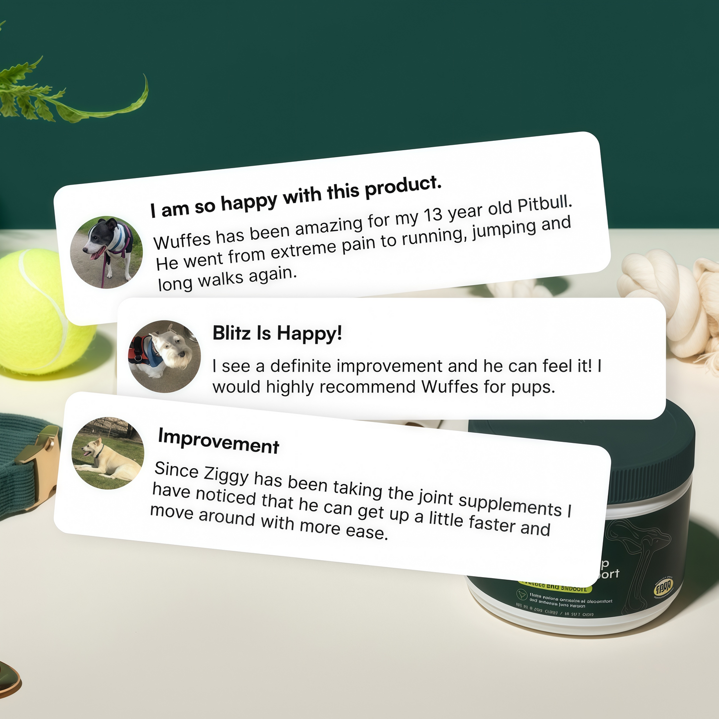 Wuffes Advanced Dog Hip and Joint Supplement with Glucosamine, Chondroitin, Omega 3, MSM, and Green Lipped Mussel, 60 Pork Flavored Chews for Small and Medium Dog Breeds